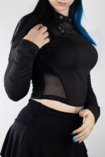 Nocturne Mesh Top – Crni gothic crop top sa mrežastim detaljima