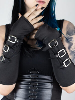 Iron Grip Gloves – Crne gothic rukavice sa kopčama