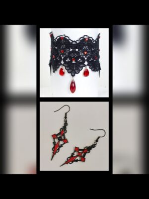 Minđuše + Čoker "Crimson Widow"
