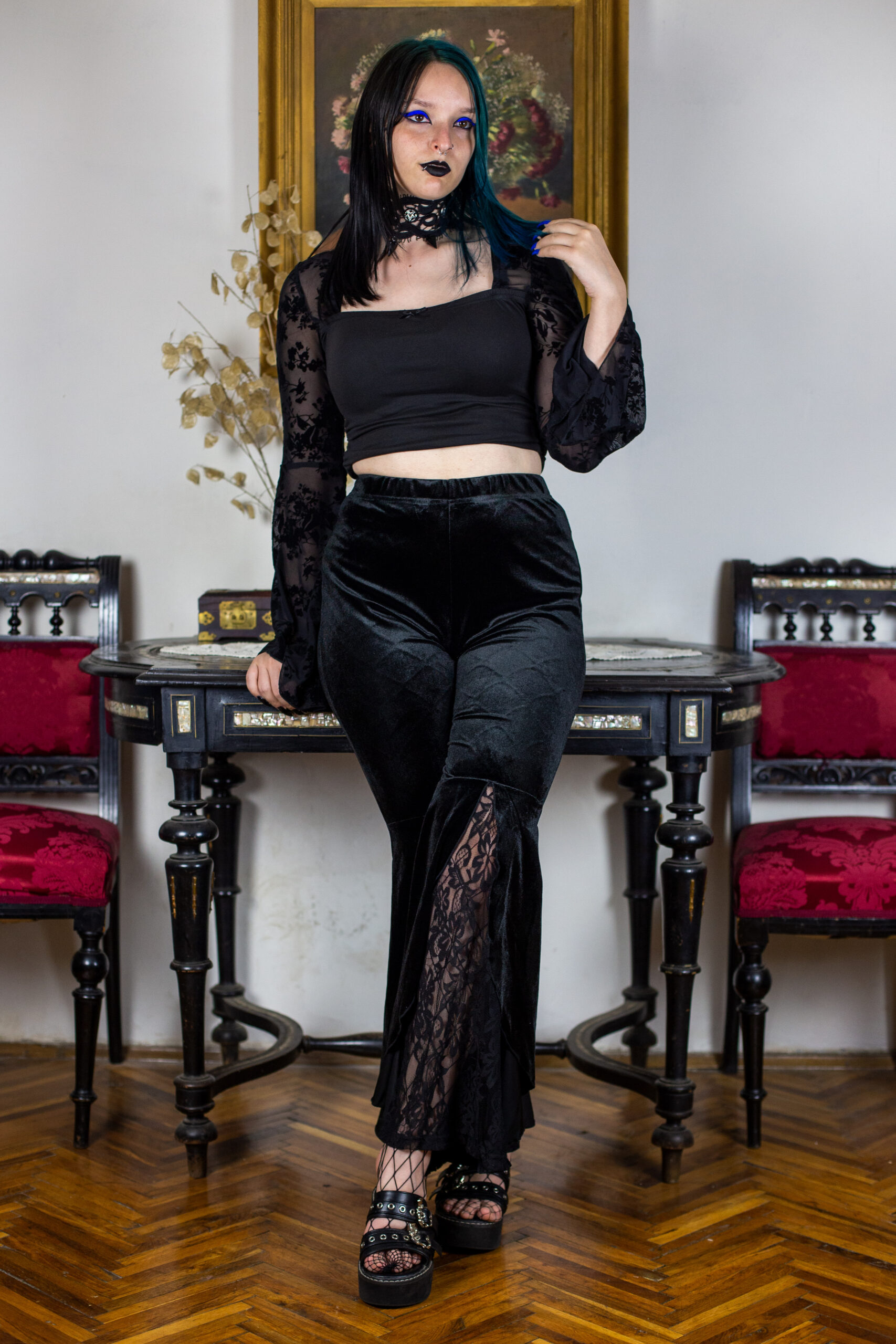 "Velvet Eclipse Pants" - Plišane Zvoncare - Image 2