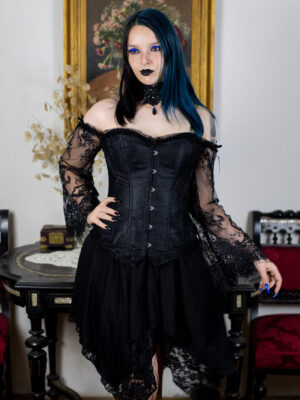 "Noir Enchantress Corset" - Brokatni Korset Dugih Rukava