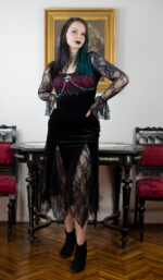 Crimson Veil Lace Dress