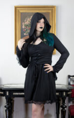 Obsidian Veil Hooded Dress