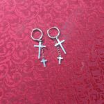 Silver Cross Hoop Earrings